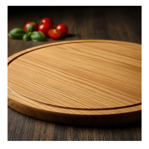Tabla Pizzera Redonda Madera 28cm Mango Picar Cortar Clásico