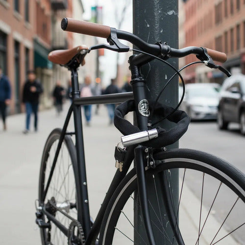 Candado Cadena Bicicleta Moto Acero Alta Seguridad Tela 85cm Negro