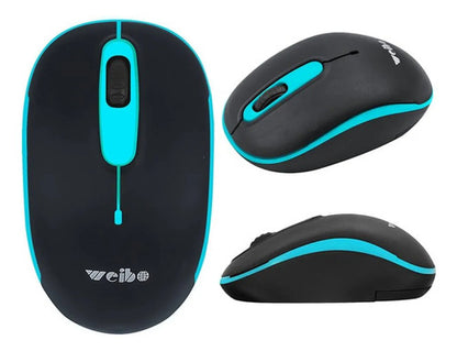 Mouse Inalambrico Usb Optico 3 Botones 10m Notebook Pc Gamer Celeste
