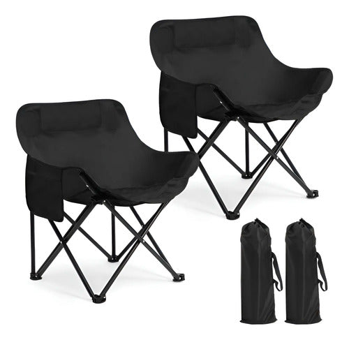 Set X2 Silla Plegable Camping Jardin Playa Reforzada 130kg