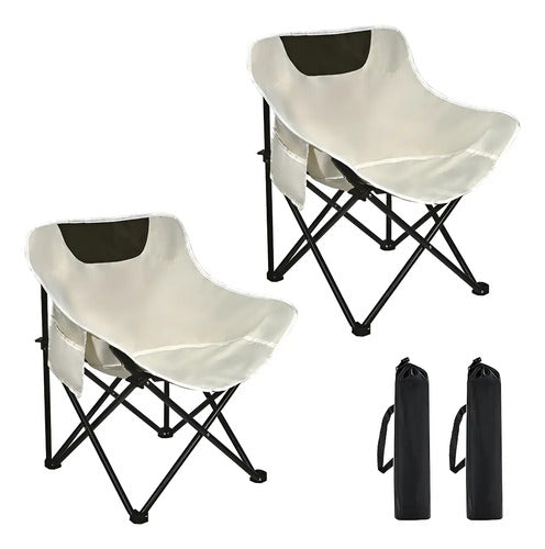Set X2 Silla Plegable Camping Jardin Playa Reforzada 130kg