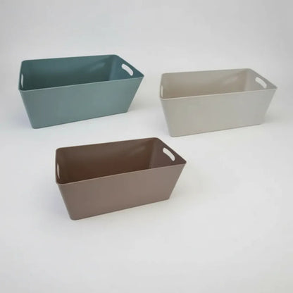 Caja Canasto Organizador Plástico Rectangular Asas 39x20cm Celeste
