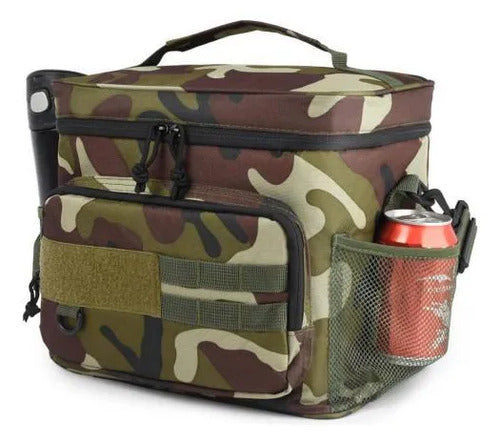 Bolso Conservadora Termico Impermeable Tactico Oxford 15.5l Verde Militar / Camuflado Camo