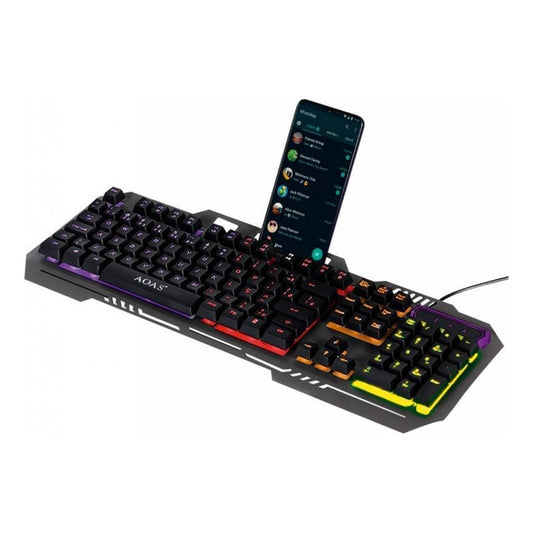 Teclado Gamer Metalico Con Cable 1.5m Y Soporte Para Celular