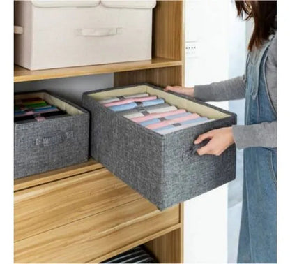 Caja Organizadora Plegable De Tela Con Tapa Y Asa 36x29x17cm Gris