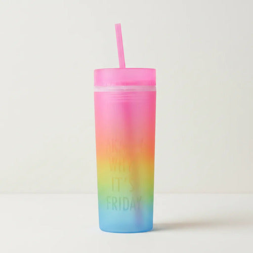 Vaso Acrílico Tapa Sorbito 500ml Multicolor Frase Liviano Multicolor