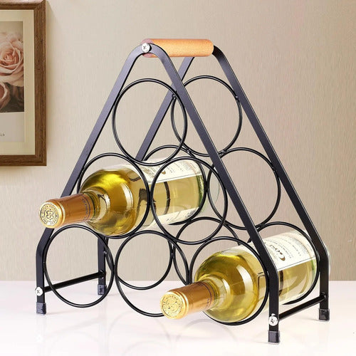 Soporte Botellas De Vino En Hierro Botellero Rack Para 6 Negro