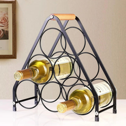 Soporte Botellas De Vino En Hierro Botellero Rack Para 6 Negro