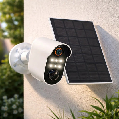 Camara Seguridad Wifi Exterior Panel Solar App Full Hd 1080p Blanco