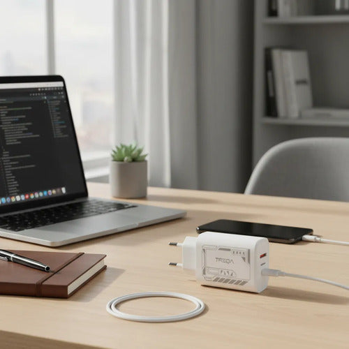 Cargador Rapido 65w Usb C Usb A Cable 8 Pines Celular Ios Blanco