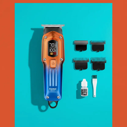 Cortapelo Profesional Kemei Km 273 Inalambrica Pantalla Lcd Gris Espacial / Plateado