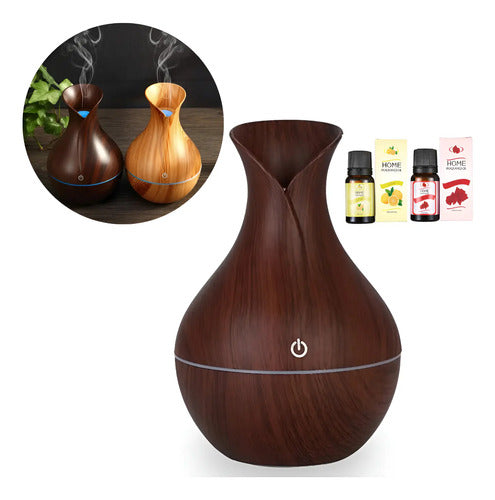 Humidificador Perfumador Ambiente Aromatizador + 2 Aceites Marron/ Marron Claro