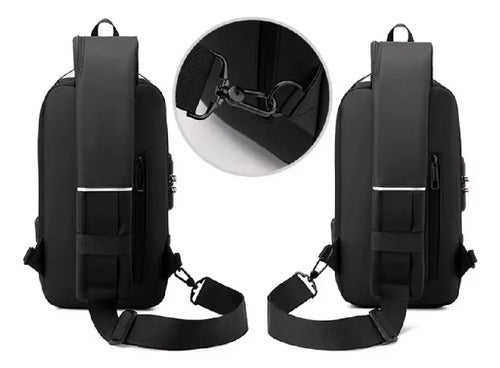 Mochila Bandolera Antirrobo Impermeable Usb Bolso Negro Negro/marrón