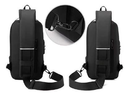Mochila Bandolera Antirrobo Impermeable Usb Negro Y Marrón Veoquiero Negro/marrón