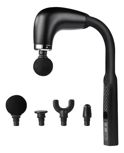 Martillo De Masajes 4 Cabezales Masajeador Inalambrico Negro