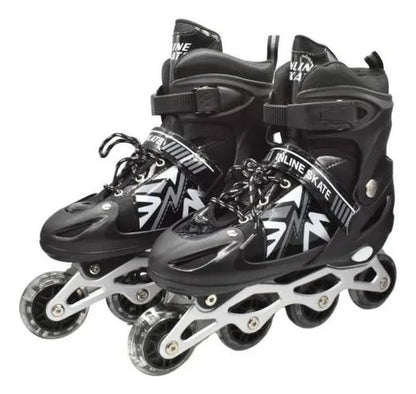 Patines Roller Ajustables 4 Ruedas Luz 34-38 39-43 En Línea 39 - 43 Negro