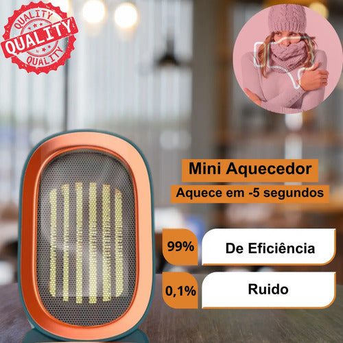 Mini Calefactor Eléctrico De Mesa Con Ventilador 1200w Color Azul Marino