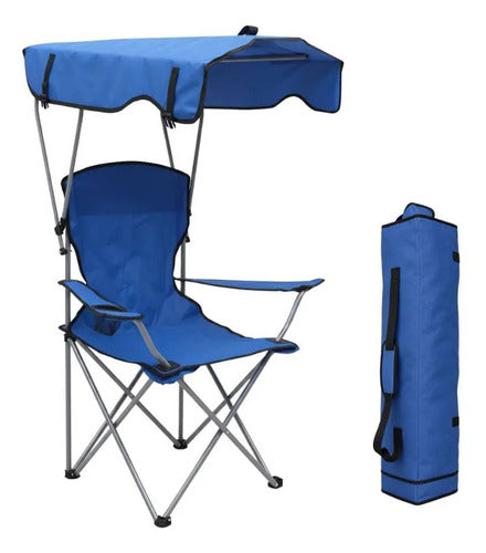 Silla Plegable Con Techo Portátil Para Camping Playa Lona Aleatorio - 2 Colores