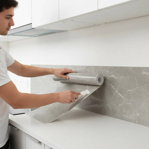 Rollo Lámina Vinilo Autoadhesiva Para Pared 10m Muebles Gris