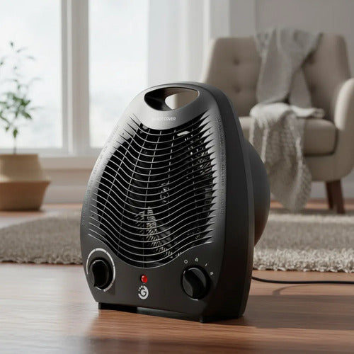 Calefactor Portátil Caloventilador Eléctrico Termostato Negro