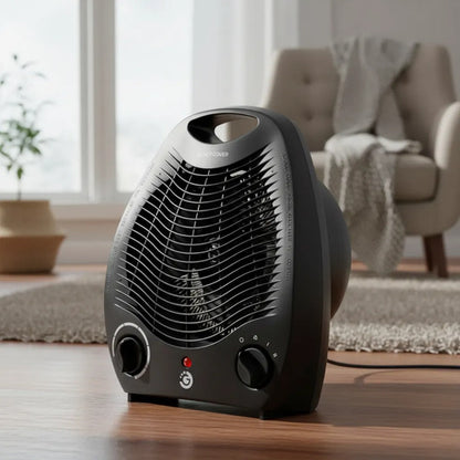 Calefactor Portátil Caloventilador Eléctrico Termostato Negro
