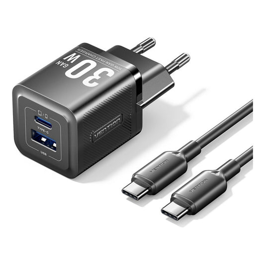 Cargador Pared 30w Usb + Tipo C Usb C Carga Rapida Negro