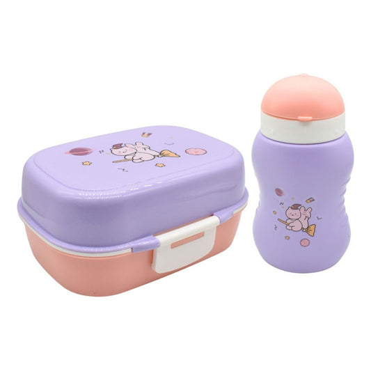 Lonchera Vianda Infantil Con Vaso Y Cubiertos De Plastico