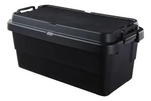 Caja Baul Organizador Herramientas Plastico Tapa Asa 65l Negro