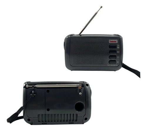 Radio Portatil Recargable Panel Solar Fm Bluetooth Sd Tws Negro