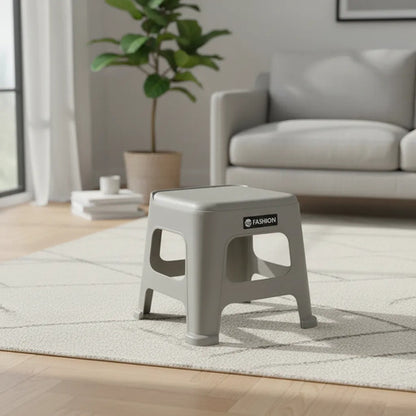 Banco Taburete Banquito Plástico Multiuso 22x22x24,5cm Mate Gris