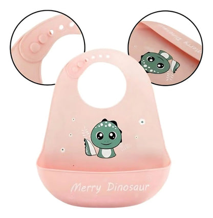 Babero De Silicona Para Bebe Recolector Con Bolsillo Animales Varios Unico
