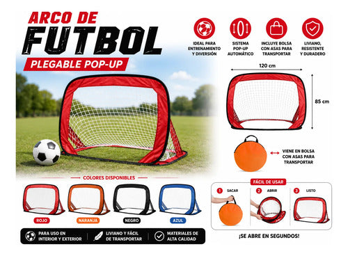 Arco De Fútbol Plegable Pop Up 120x85cm Bolsa Transporte Alearorio - 4 Colores