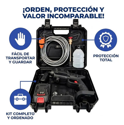 Lavadora Portatil Alta Presion Bateria 21v 6000mah Maletin Negro 50/60 Hz