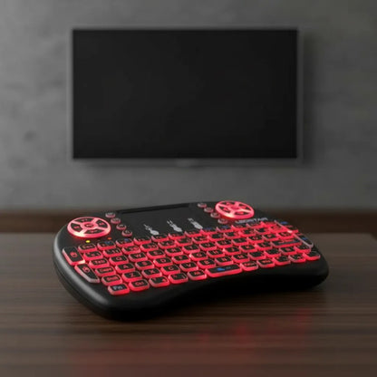 Teclado Tv Inalambrico Panel Tactil Rgb Recargable 3 Colores Rojo