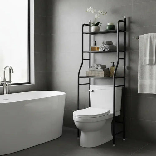 Organizador De Ducha De Pared Para Baño Con 3 Estantes De Metal Negro