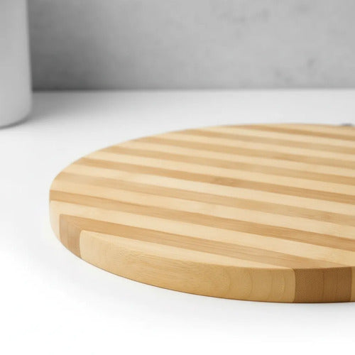 Tabla Para Picar Circular Madera Cocina Gancho Redonda 38cm Listado Natural