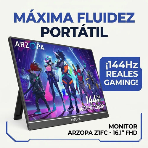 Monitor Portatil Gamer 16.1 Pulgadas 144hz Full Hd 1080p Negro