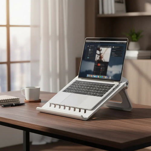 Soporte Base Laptop Notebook Portatil Plegable Ajustable Blanco