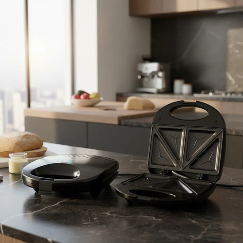 Sandwichera Tostadora Electrica Antiadherente Placas Grill Negro