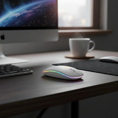 Mouse Inalambrico 3 Botones Notebook Pc Led Rgb Recargable Aleatorio - 2 Colores