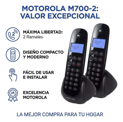 Telefono Inalambrico Digital Base Doble Identificador Numero Negro