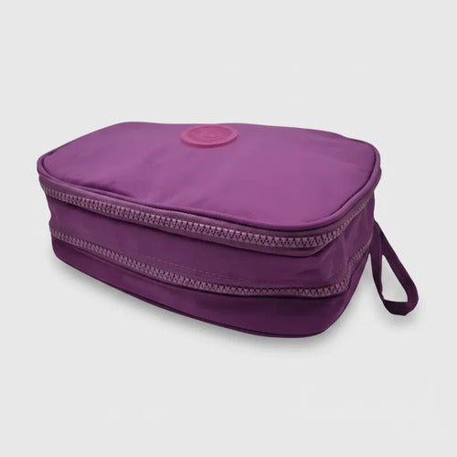 Estuche Maquillaje Bolso Porta Cosméticos 2 Niveles 23x16cm Violeta