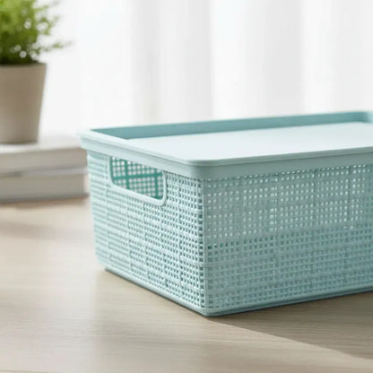 Caja Plastica Canasto Organizador Tapa 40x30x15cm Rosa