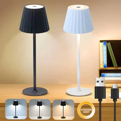 Lampara Veladora Led Recargable Usb Mesa De Luz Escritorio Negro Blanco