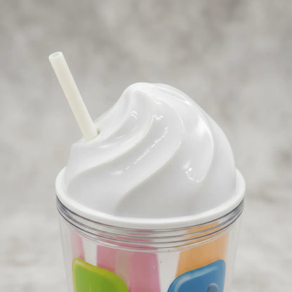 Vaso Reutilizable Acrílico Sorbito Y Tapa 17cm Transparente Transparente Con Diseños