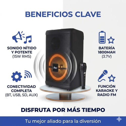 Parlante Inalambrico Bluetooth Ios Android Microfono 15 W Negro