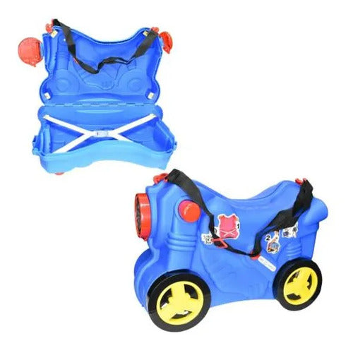 Andador Valija Infantil Moto Ruedas Correa Ajustable Viaje Azul