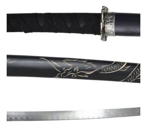 Katana Decorativa Japonesa Soporte Base Samurai Espada 100cm Negro