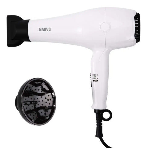 Secador De Pelo 1800w Con Difusor Color Blanco Blanco
