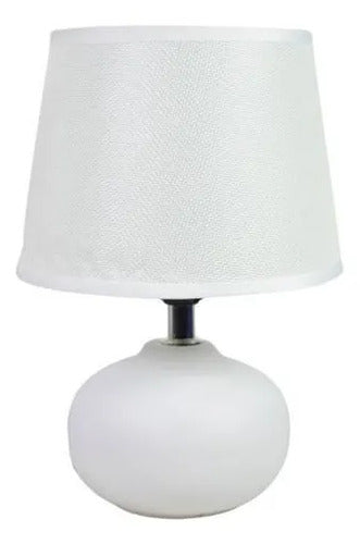 Lámpara Mesa Velador Cerámica Pantalla Tela E27 26cm Blanco
